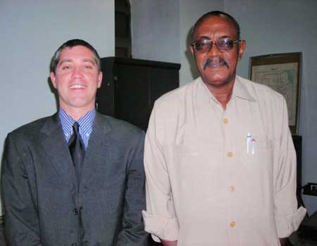 Photo: Mr. Salah Babbikir Mohammed (right), General Secretary of Sudan’s Ministry of Federal Governance, met recently in Sudan  with Todd Dusenbery, the Forum’s Sudan Program Manager, to discuss the Forum’s work there.