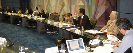 Valeria Iglesias of Argentina, Chris Kukucha of Canada and Sadewo Joedo of Indonesia participate in a Global Dialogue International Roundtable held in Ottawa.