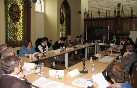 Valeria Iglesias of Argentina, Chris Kukucha of Canada and Sadewo Joedo of Indonesia participate in a Global Dialogue International Roundtable held in Ottawa.