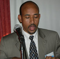 Photo: Ethiopia's Minister of Federal Affairs, H.E. Siraj Figessa, addresses workshop participants.